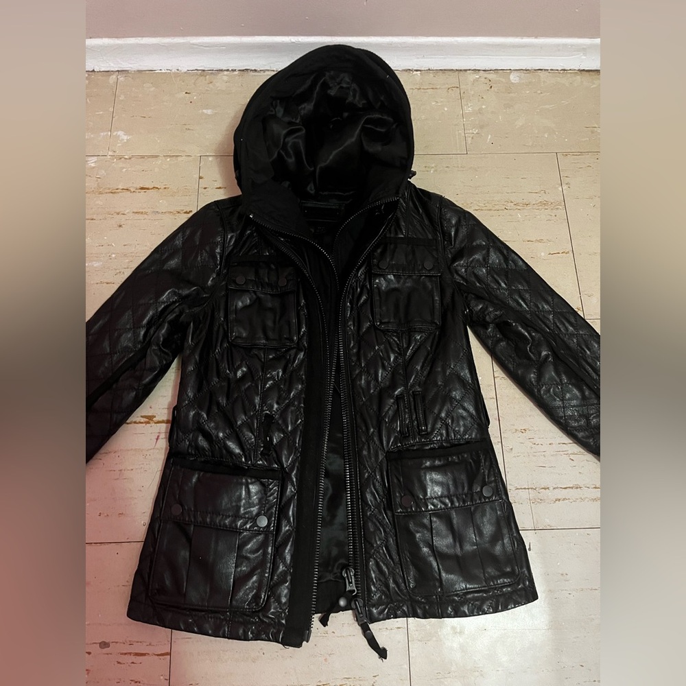 Women’s Danier Black Quilted Utility Leather Jacket